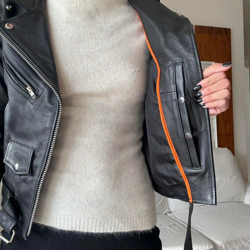 Black leather jacket with silver - Picture 4 of 6
